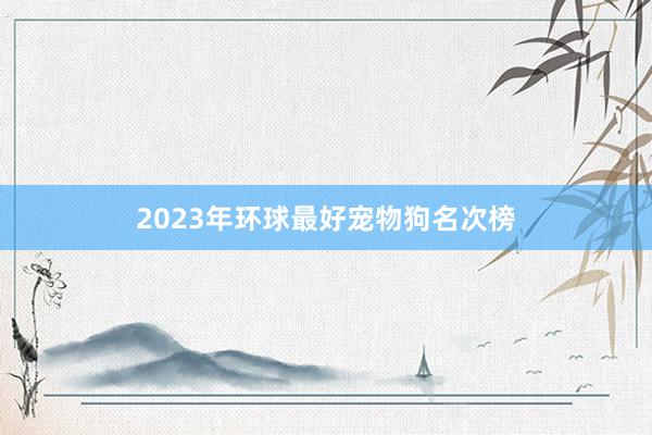 2023年环球最好宠物狗名次榜
